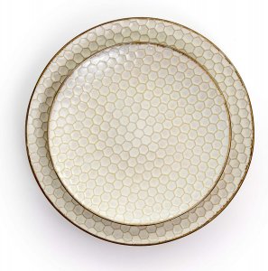 Elama EL-HONEYIVORY Geometric Embossed Stoneware Honeycomb Pattern Tab