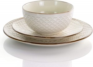 Elama EL-HONEYIVORY Geometric Embossed Stoneware Honeycomb Pattern Tab