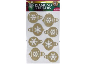 Bulk SA736 8 Piece Dimond Holiday Sticker Ornaments In Gold