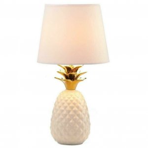 Accent 10018436 White Pineapple Lamp With Gold Leaves