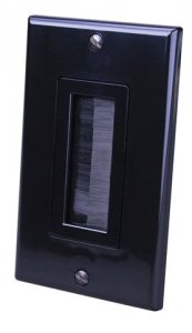 Vanco 0002-0134 Bulk Cable Wall Plate - Single Gang, Black Finish