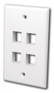 Vanco 0002-0403 4-port Multimedia Keystone Wall Plate - White