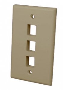 Vanco 0002-0563 Mm Keystone Wall Plate 3 Port Lt Almond