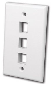 Vanco 0002-0402 Vanco Multimedia Keystone Wall Plate - 3 Port, White