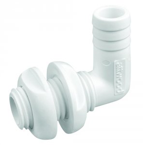 Attwood 3877-3 Attwood White Plastic 90 Degree Thru-hull Connector - 3