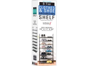 Bulk GE030 Tall 8-tier Collapsible Shoe Rack Shelf