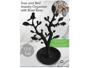 Bulk GE838 12.5quot; Tree And Bird Jewelry Organizer With Bowl Base