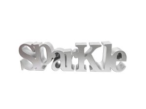 Bulk KL974 10quot; X 3quot; Silver Tabletop Resin Word Decor Sparkle