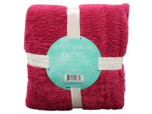 Bulk GE012 Plush Coral Throw Blanket In Assorted Colors