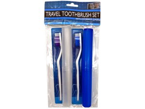 Bulk GE873 4 Piece Travel Toothbrush Set With Cases