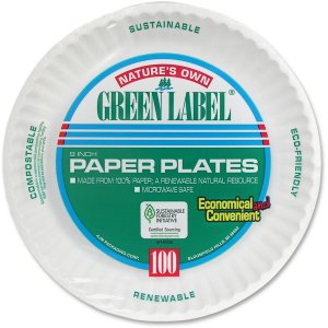 Ajm AJM PP9GRAWH PACK Plate,9in,ppr,100pk,wh