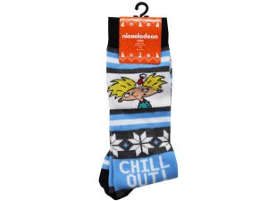 Bulk AB298 1 Pack Hey Arnold Xmas Crew Socks In Sizes 10-13