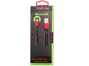 Bulk AB377 Acellories 6 Foot Micro Usb Cable In Red