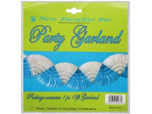 Bulk AB415 12 Foot Double Fan Garland In Blue And White