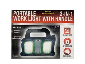 Bulk GE929 Portable Solar Powered Work Light With Rechargable Batterie