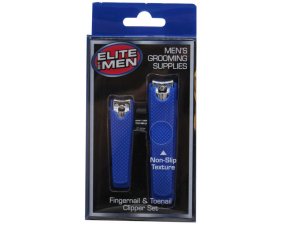 Bulk AB126 Elite For Men 2 Pack Blue Mens Nail Clipper Set With Soft T