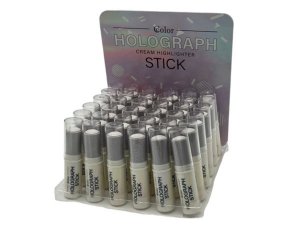 Bulk AB043 Holograph Cream Highlighter Stick In Countertop Display