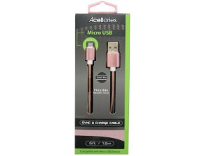 Bulk AB383 Acellories 6 Foot Micro Usb Cable In Rose Gold