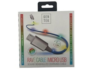 Bulk AB579 Gen Tek Rave Cable Led 4 Foot Micro Usb Charging Cable