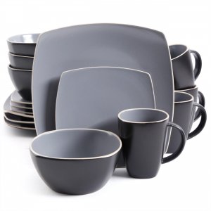 Gibson 102266.16RM Soho Lounge Matte 16-piece Dinnerware Set, Grayblac