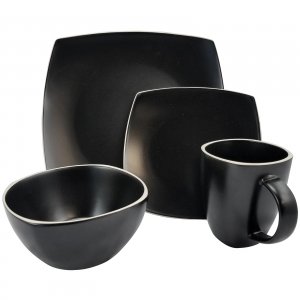 Gibson 102261.16RM Soho Lounge Matte 16-piece Dinnerware Set, Black