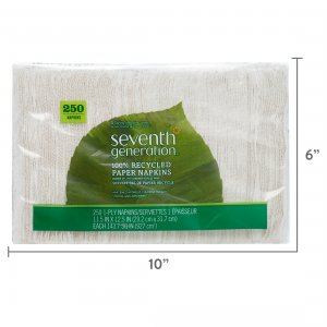 Seventh SEV 13713 100% Recycled Paper Napkins - 1 Ply - 11.50 X 12.50 