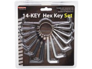 Bulk GA058 14 Piece Hex Key Set With Keyring Organizer