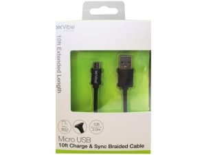 Bulk AB750 Vibe 10 Foot Braided Micro Usb Charge Amp; Sync Cable