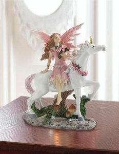 Dragon 10018601 Pink Fairy With Roses And Unicorn Figurine