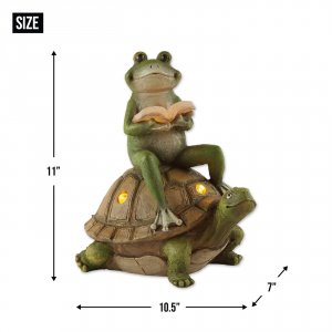 Summerfield 10018964 Frog Reading On Turtle Solar Garden Light