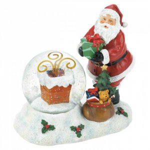 Christmas 10018551 Color-changing Led Santa And Chimney Snow Globe Fig