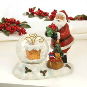 Christmas 10018551 Color-changing Led Santa And Chimney Snow Globe Fig