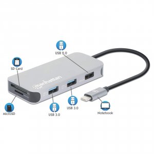 Manhattan 130615 Usb 3.2 Gen 1 Type-c Male To Hdmi (4k@30hz), Three Us