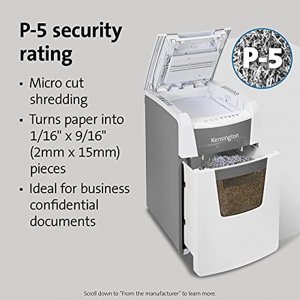 Kensington K52050AM P-5 Security Rated Micro Cut Shredding Turns Paper