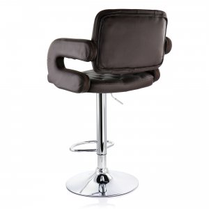 Elama ELM-749-BRN Faux Leather Tufted Bar Stool In Brown With Chrome B