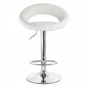 Elama ELM-703-WHT 2 Piece Retro Adjustable Faux Leather Bar Stool In W