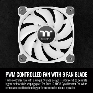 Thermaltake CL-F127-PL12SW-A Pure Argb White 120mm Case Fan, 3 Pack