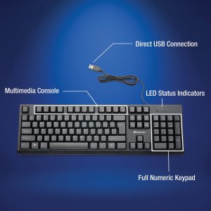 Verbatim 70735 Wired Keyboard - Cable Connectivity - Usb Interface Mul