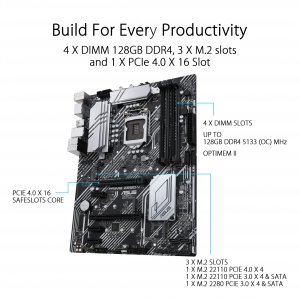 Asus PRIME Z590-V Mb Prime Z590-v Z590 Lga1200 Max128gb Ddr4 Pcie Atx 