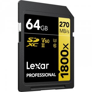 Lexar LSD1800064G-BNNNU Professional Sdxc Memory Card, 1800x 64gb, Cla