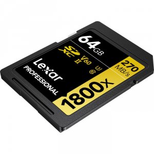 Lexar LSD1800064G-BNNNU Professional Sdxc Memory Card, 1800x 64gb, Cla