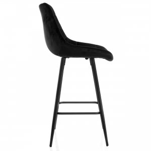 Elama ELM-222-BLK 2 Piece Velvet Tufted Bar Chair In Black With Metal 