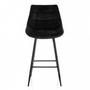 Elama ELM-222-BLK 2 Piece Velvet Tufted Bar Chair In Black With Metal 