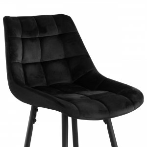 Elama ELM-222-BLK 2 Piece Velvet Tufted Bar Chair In Black With Metal 