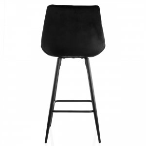 Elama ELM-222-BLK 2 Piece Velvet Tufted Bar Chair In Black With Metal 