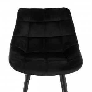 Elama ELM-222-BLK 2 Piece Velvet Tufted Bar Chair In Black With Metal 