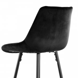 Elama ELM-222-BLK 2 Piece Velvet Tufted Bar Chair In Black With Metal 