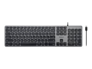 Macally UCZKEYHUBACSG Usb-c Keyboard With Hub Mac Pc