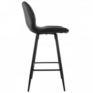 Elama ELM-799-37B-BLK 2 Piece Vintage Faux Leather Bar Chair In Black 