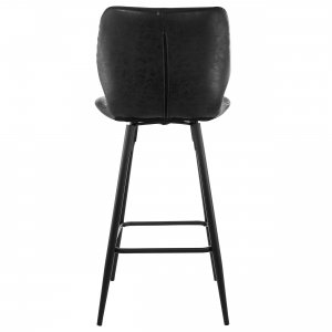 Elama ELM-799-37B-BLK 2 Piece Vintage Faux Leather Bar Chair In Black 